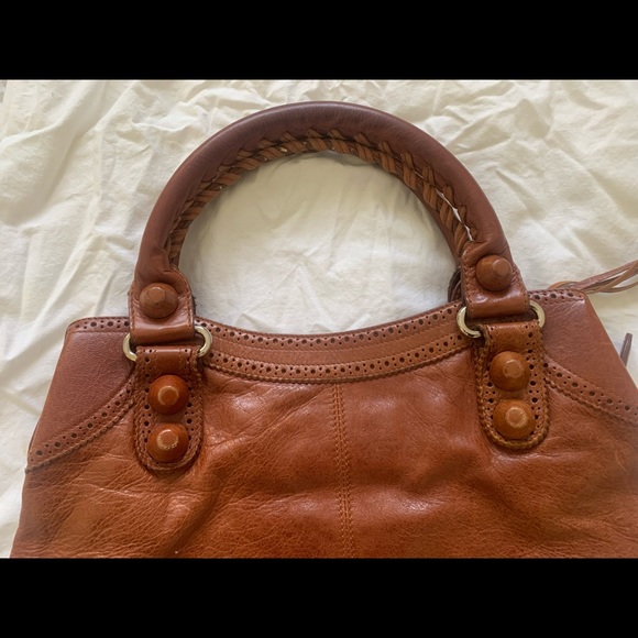 Balenciaga Brown Leather Brief. Size: 16.5”Wx14”Hx3”D. Handle drop: 5.5” - Picture 8 of 16